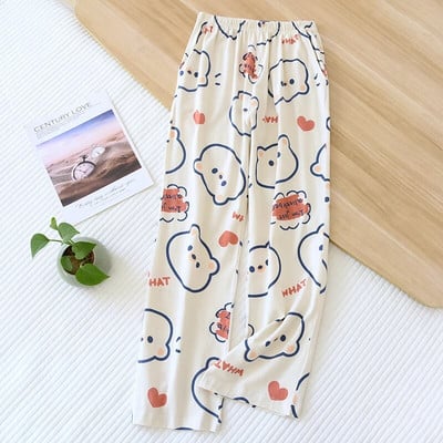 Παντελόνι Ancho Pantalones De Mujer Suelto Pijama Pijama Femme Παντελόνι Γυναικεία Πιτζάμα Πλεκτό Βαμβακερό Sleep Wear Soft Cartoon Pantalon