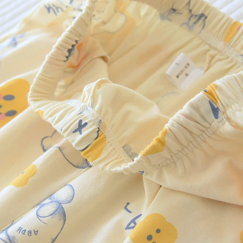 Παντελόνι Ancho Pantalones De Mujer Suelto Pijama Pijama Femme Παντελόνι Γυναικεία Πιτζάμα Πλεκτό Βαμβακερό Sleep Wear Soft Cartoon Pantalon