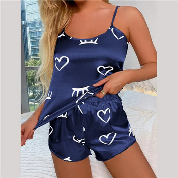 Σετ καλοκαιρινές πιτζάμες για γυναίκες 2022 Σέξι οικιακά ρούχα SleepwearTank κοστούμια με σορτς Χαριτωμένα εσώρουχα μαλακά νυχτικά αμάνικα