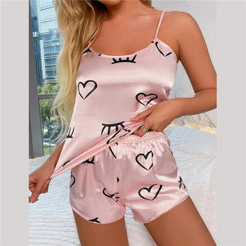 Σετ καλοκαιρινές πιτζάμες για γυναίκες 2022 Σέξι οικιακά ρούχα SleepwearTank κοστούμια με σορτς Χαριτωμένα εσώρουχα μαλακά νυχτικά αμάνικα