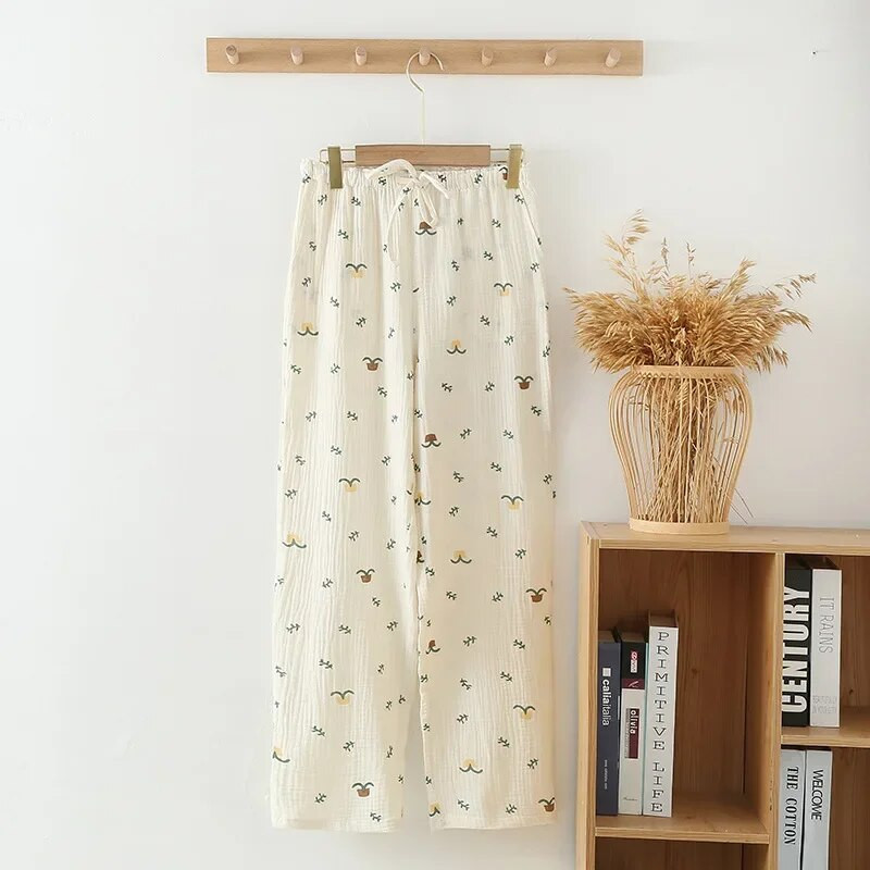 Ljetne i jesenske ženske pamučne pidžama hlače s printom Tanke labave hlače s klima uređajem Jesenske i zimske kućne hlače za spavanje