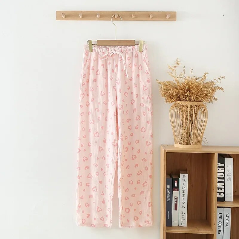 Ljetne i jesenske ženske pamučne pidžama hlače s printom Tanke labave hlače s klima uređajem Jesenske i zimske kućne hlače za spavanje