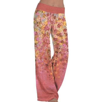 Casual γυναικείο μακρύ παντελόνι πιτζάμα Μαλακό και άνετο, βαμβακερό ελαστικό, σέξι λουλούδι, διαθέσιμα μεγάλα μεγέθη