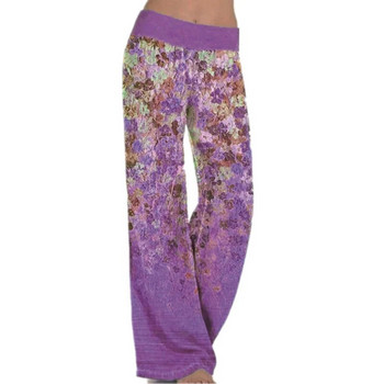 Casual γυναικείο μακρύ παντελόνι πιτζάμα Μαλακό και άνετο, βαμβακερό ελαστικό, σέξι λουλούδι, διαθέσιμα μεγάλα μεγέθη