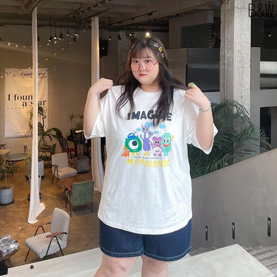 Suures suuruses naiste T-särk 3D-prindiga puuvillane T-särk 200KG Paksu Tüdruku Tsärgi Alumine Särk Ümarkaelusega tänavatopsid