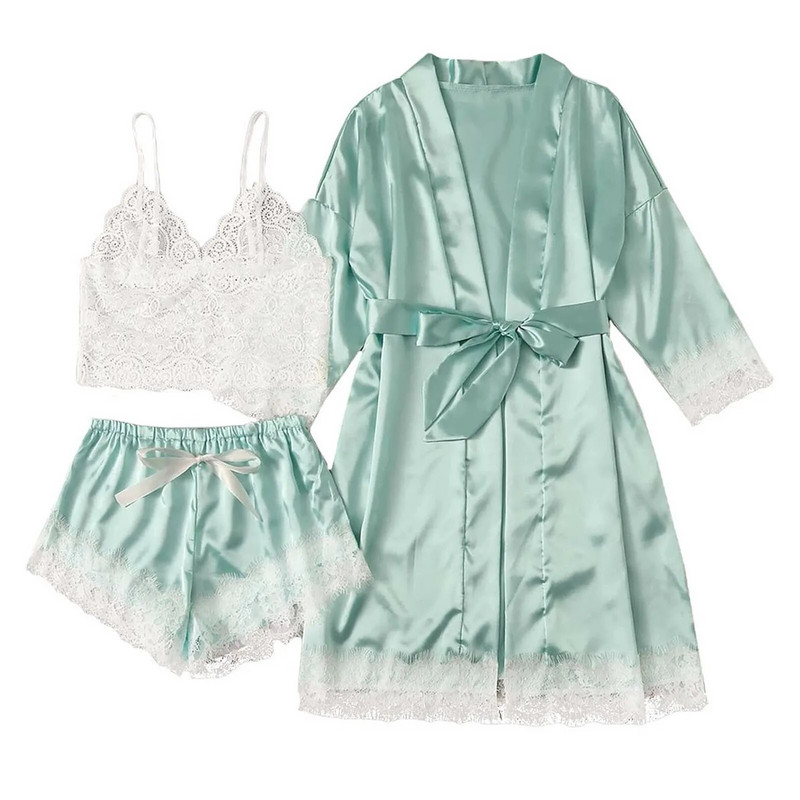 Σέξι γυναικεία σετ εσωρούχων Garter Ρόμπες Δαντελένιο κορμάκι Βαθύ εσώρουχο λαιμόκοψης Άνετο Νυχτικό Πυτζάμες Ανοιξιάτικο νυχτικό