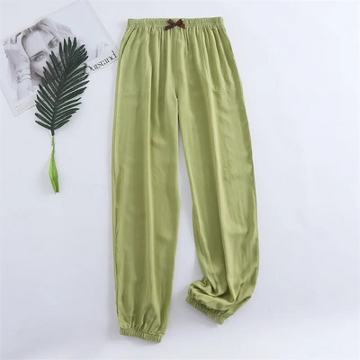 Γυναικείες Joggers + Straight Leisure Παντελόνι Σπίτι Ελαστική μέση βισκόζη Sleep Bottoms Μασίφ παντελόνι πιτζάμα για γυναίκες Σαλόνι