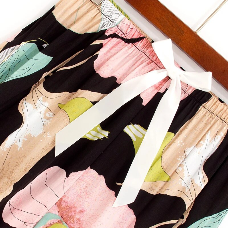 Női Summer Viscose Plus S-3XL rövid nadrág, nyomott széles, bő hálóruha Éjszakai nadrág Női pizsamanadrág