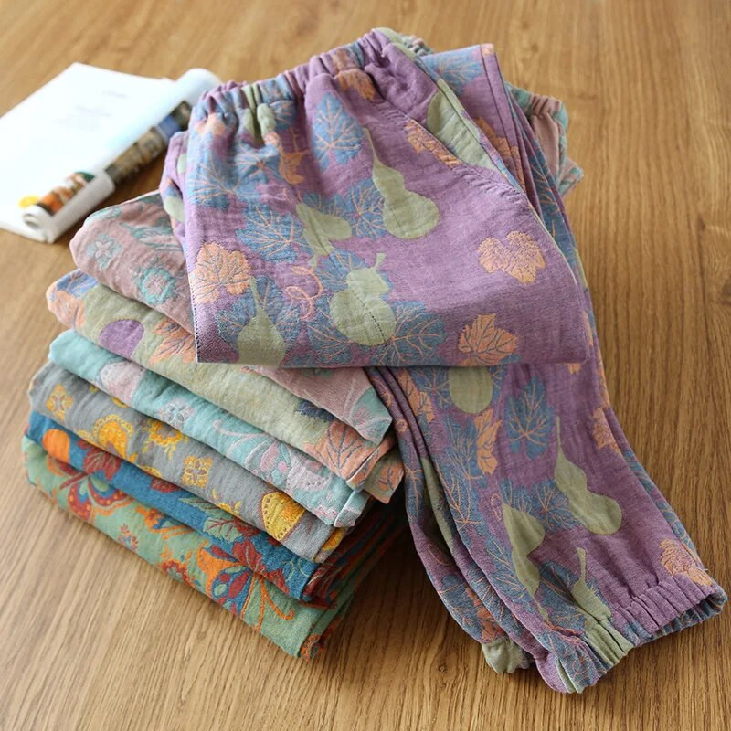 Tavasz Nyár Új Női Alsónadrág Pizsama Nadrág Puha Pamut Lounge Nadrág Rugalmas Derék Vékony Otthoni Stílus Hálóruha Otthoni Nadrág