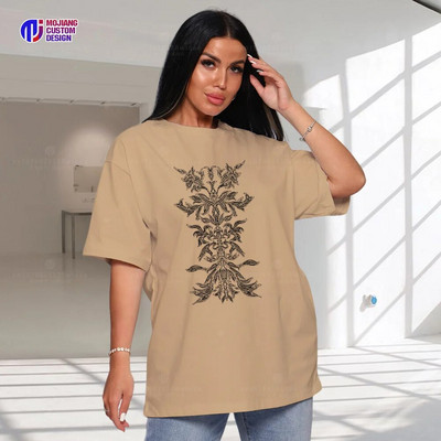 Μπλουζάκι σταυρού στάμπα σε συν μέγεθος Γυναικεία 00s Ρετρό Harajuku Patchwork Κοντομάνικο μπλουζάκι E Girl Gothic Mall Goth Track Top