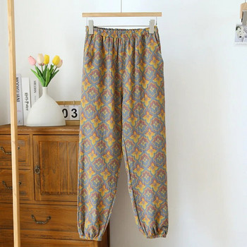2024 Lipline Нови дамски пижамни панталони 100% памучни панталони в едър план Цветни тъкани домашни панталони с цветя Дамски панталони против комари