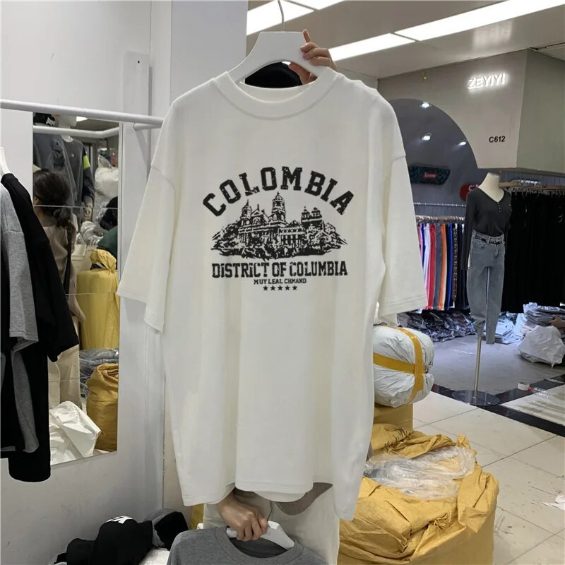 Moteriški didelio dydžio marškinėliai Mados prekės ženklo marškinėliai Medvilnė Moteriški marškinėliai trumpomis rankovėmis marškinėliai Drabužiai Nemokamas pristatymas