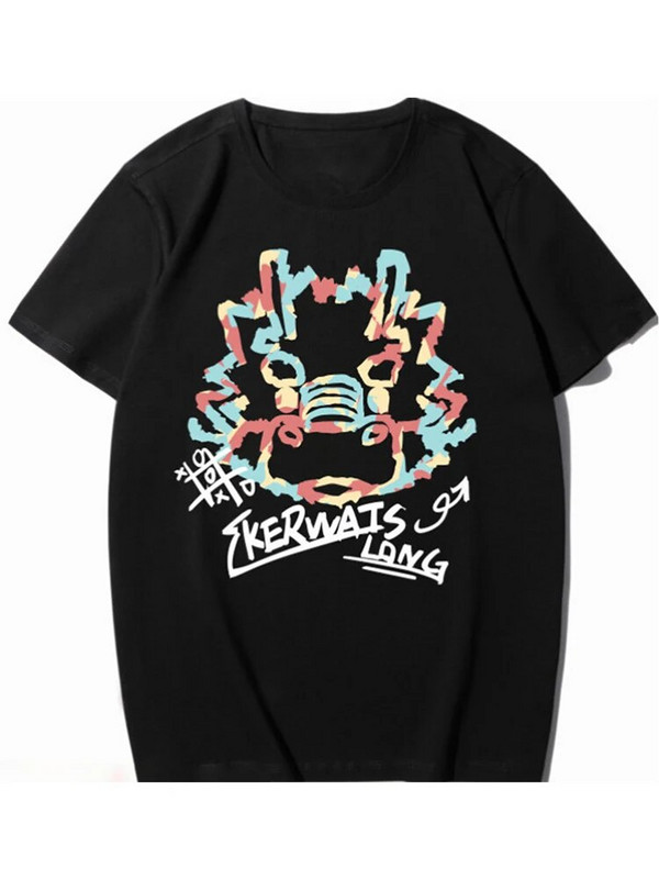 Γυναικείο μπλουζάκι Cotton Plus Size Anime Dragon Printing Γυναικείο T-shirt Micro-Stretch Street Sports T-shirt