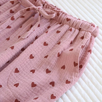 All Seasons Γυναικεία μακρύ παντελόνι πιτζάμα Small Heart Printed Cotton Homewear Παντελόνι Casual απλό γυναικείο παντελόνι ύπνου