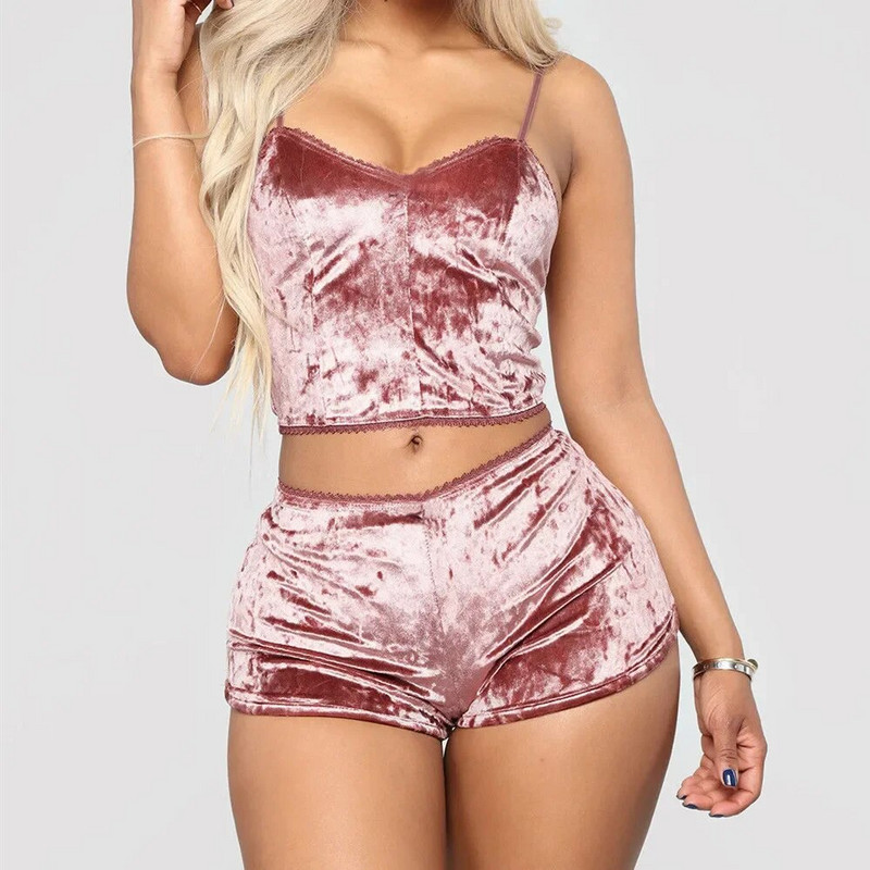 Velvet Robe Wear Seksi pidžama Pj Seksi spavaćica za spavanje Ženske ružičaste pidžame Svileno donje rublje Kompleti spavaćice Crveni saten