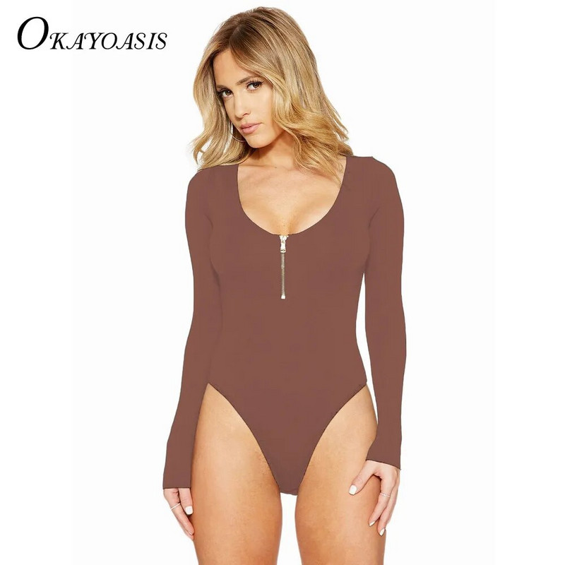 Priekinis užtrauktukas su giliu V kaklu, seksualus, giliai įleidžiamas moteriškas kostiumas ilgomis rankovėmis, rudens atsitiktinis juodas vakarėlis, 2017 m. vientisas kombinezonas.