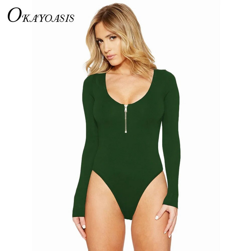 Priekinis užtrauktukas su giliu V kaklu, seksualus, giliai įleidžiamas moteriškas kostiumas ilgomis rankovėmis, rudens atsitiktinis juodas vakarėlis, 2017 m. vientisas kombinezonas.