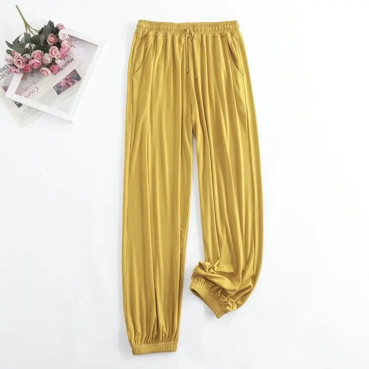 Modalne pidžame za žene s tankim dekolteom i osjećajem draži Ljetne cool tajice Ženske ležerne tanke kućne hlače