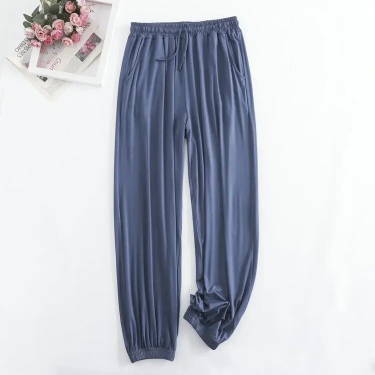 Modalne pidžame za žene s tankim dekolteom i osjećajem draži Ljetne cool tajice Ženske ležerne tanke kućne hlače