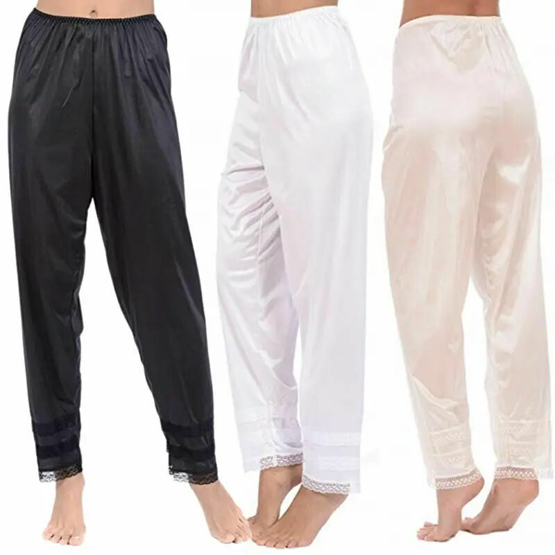 3 spalvų moteriškos minkštos pamušalas pižamos miegui naktiniai apatiniai poilsio kelnės plius dydis M-2XL