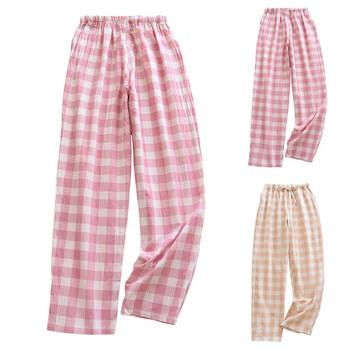 Пролетни и летни модни карирани пижамни панталони с щампи Дамски меки удобни големи размери Свободни ежедневни спални дрехи Домашен панталон