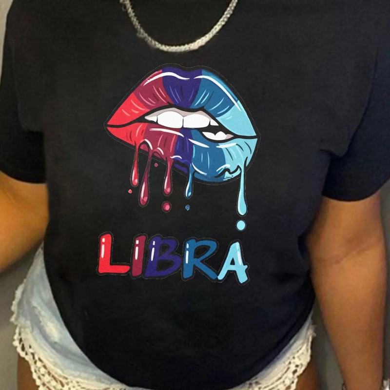 Hip hop pamučna ženska majica velikih veličina Gothic Style Red Lips Printed Street Okrugli izrez Prevelika majica kratkih rukava Široki donji dio
