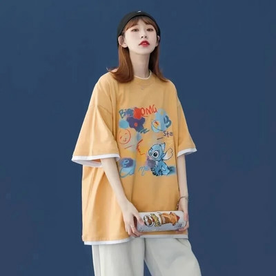 Didelio dydžio moteriški drabužiai Laisvi elastingi, patogūs marškinėliai moteriški vasariniai dideli, dideli, patogūs viršutiniai viršutiniai drabužiai.