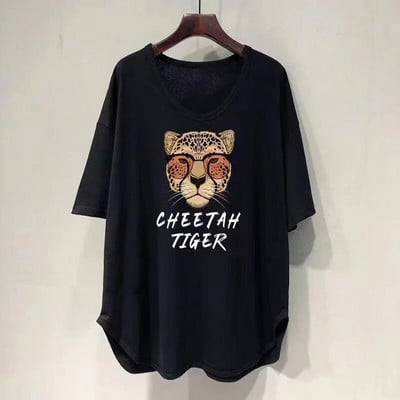 Didelio dydžio moteriški drabužiai Laisvi elastingi, patogūs marškinėliai moteriški vasariniai dideli, dideli, patogūs viršutiniai viršutiniai drabužiai.