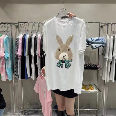 Didelio dydžio moteriški drabužiai Laisvi elastingi, patogūs marškinėliai moteriški vasariniai dideli, dideli, patogūs viršutiniai viršutiniai drabužiai.