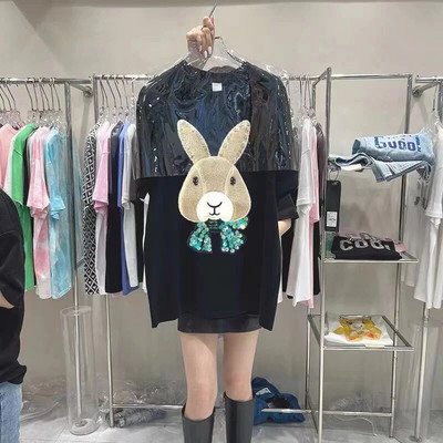 Didelio dydžio moteriški drabužiai Laisvi elastingi, patogūs marškinėliai moteriški vasariniai dideli, dideli, patogūs viršutiniai viršutiniai drabužiai.