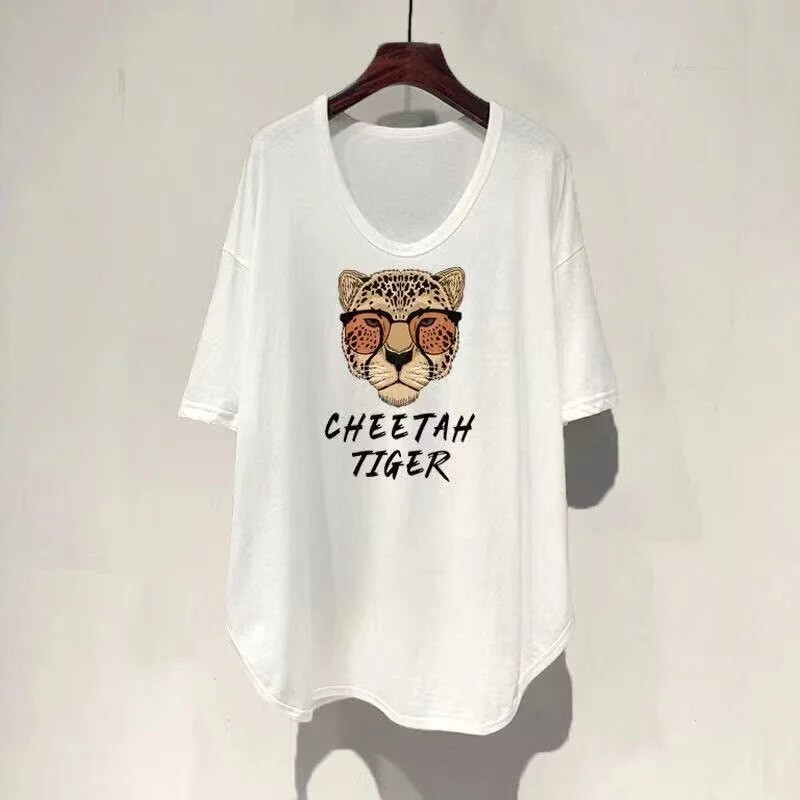 Didelio dydžio moteriški drabužiai Laisvi elastingi, patogūs marškinėliai moteriški vasariniai dideli, dideli, patogūs viršutiniai viršutiniai drabužiai.