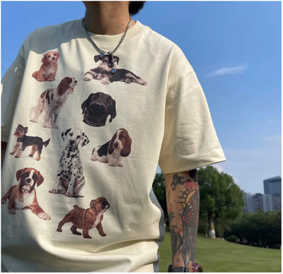 Mačja zabava s mačjim printom kratkih rukava za par niche trend labava ležerna majica za par od čistog pamuka, svestrana majica veće veličine bez