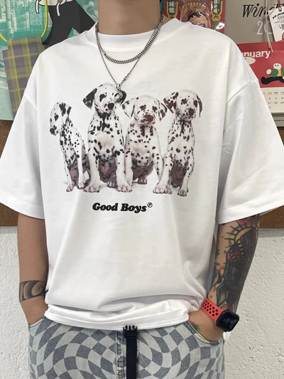 Mačja zabava s mačjim printom kratkih rukava za par niche trend labava ležerna majica za par od čistog pamuka, svestrana majica veće veličine bez