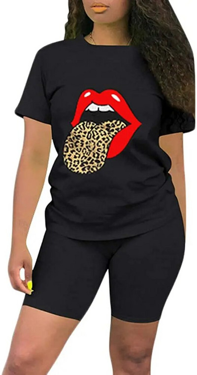 Γυναικεία 2 τεμάχια αθλητική φόρμα αθλητικής φόρμας με παγιέτες και στάμπα πεταλούδας Τοπ και κοντό παντελόνι με σετ φούτερ τσέπης Γυναικεία σύνολα