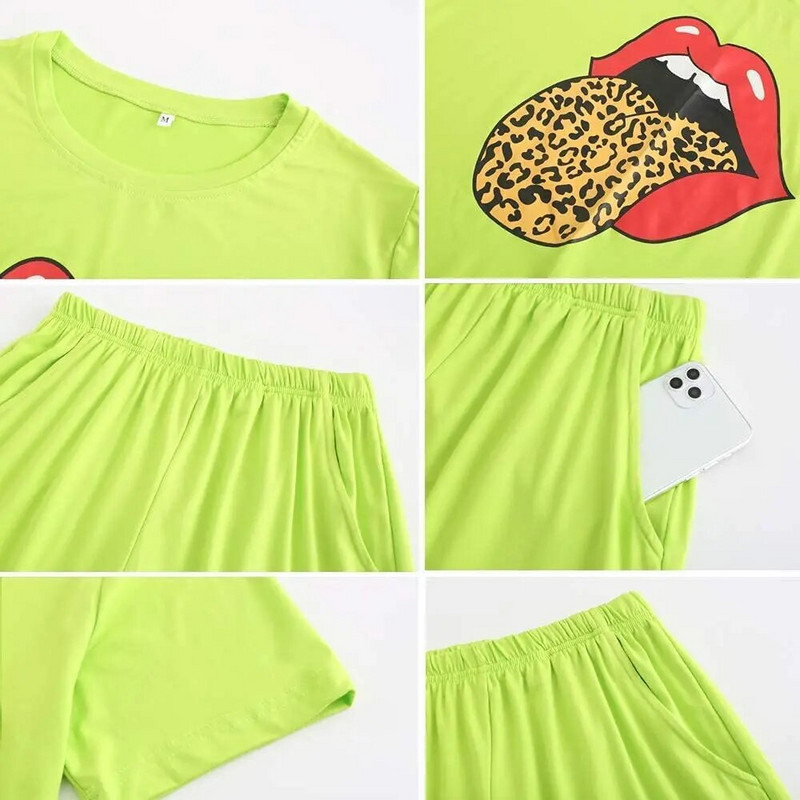 Γυναικεία 2 τεμάχια αθλητική φόρμα αθλητικής φόρμας με παγιέτες και στάμπα πεταλούδας Τοπ και κοντό παντελόνι με σετ φούτερ τσέπης Γυναικεία σύνολα