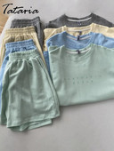 Casual καλοκαιρινό μπλουζάκι και σορτς για γυναικεία φόρμα αθλητικής φόρμας δύο τεμαχίων Γυναικεία αθλητική κοντομάνικη επιστολή Κλασική γυναικεία φόρμα