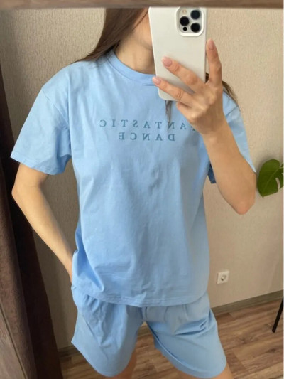 Casual καλοκαιρινό μπλουζάκι και σορτς για γυναικεία φόρμα αθλητικής φόρμας δύο τεμαχίων Γυναικεία αθλητική κοντομάνικη επιστολή Κλασική γυναικεία φόρμα