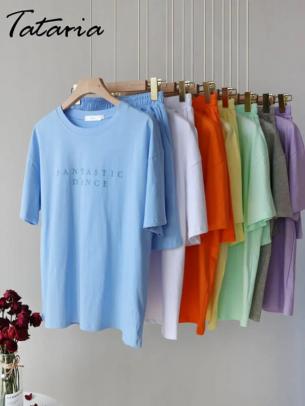 Casual καλοκαιρινό μπλουζάκι και σορτς για γυναικεία φόρμα αθλητικής φόρμας δύο τεμαχίων Γυναικεία αθλητική κοντομάνικη επιστολή Κλασική γυναικεία φόρμα