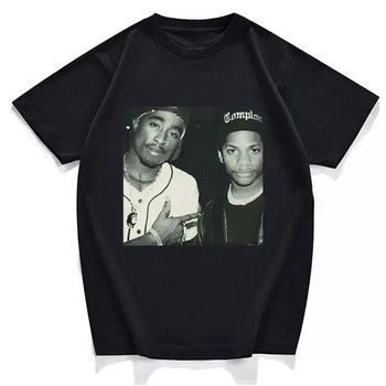 Hip Hop Tupac 2PAC στάμπα μπλουζάκι Μόδα Casual Rapper Tupac Κοντό μανίκι Crew Lack Plus Size T Shirt Γυναικεία