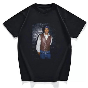 Хип-хоп Тупак 2PAC щампа Тениска Модна ежедневна тениска с рапър Тупак С къс ръкав с кръгло деколте Плюс размер Дамска тениска