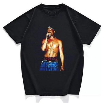 Хип-хоп Тупак 2PAC щампа Тениска Модна ежедневна тениска с рапър Тупак С къс ръкав с кръгло деколте Плюс размер Дамска тениска