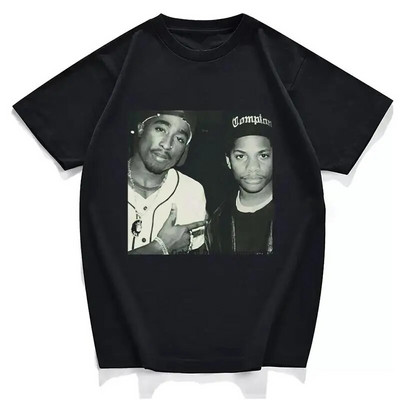 Tricou cu imprimeu Hip Hop Tupac 2PAC Moda Casual Rapper Tupac Tricou cu mânecă scurtă cu decolteu triplu Plus Size Tricou Femei