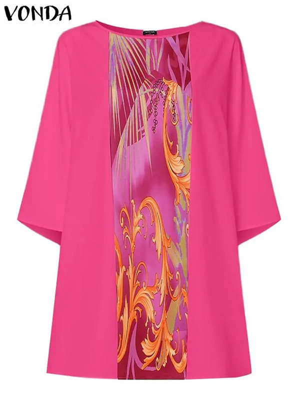 VONDA starinski ženski kompleti hlača s printom velike veličine, boemska odijela s šišmiš rukavima od 2 komada, ležerne široke majice i duge hlače Oversize Femme