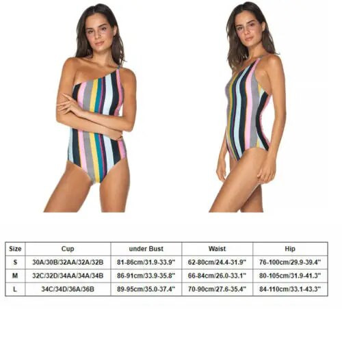 Moteriški vasariniai dryžuoti maudymosi kostiumėliai, 2019 m., nauji vasariniai seksualūs moteriški vienviečiai pečių kombinezonai be rankovių paminkštinti dryžuoti kombinezonai