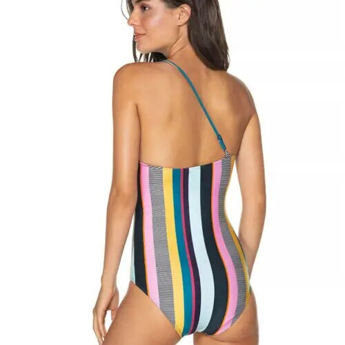 Moteriški vasariniai dryžuoti maudymosi kostiumėliai, 2019 m., nauji vasariniai seksualūs moteriški vienviečiai pečių kombinezonai be rankovių paminkštinti dryžuoti kombinezonai