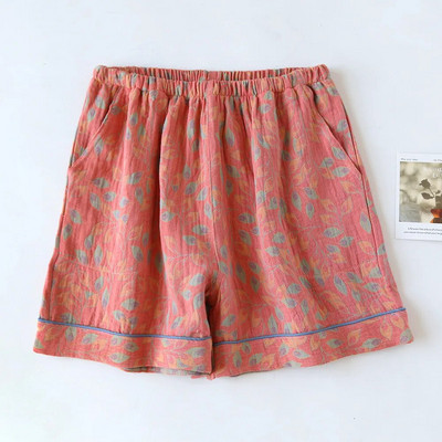 Vintage ženske ljetne kratke hlače od žakard boje obojene pređe Ženske kućne hlače od pamučne gaze Tanke donje hlače za spavanje s elastičnim pojasom Kratke hlače za spavanje