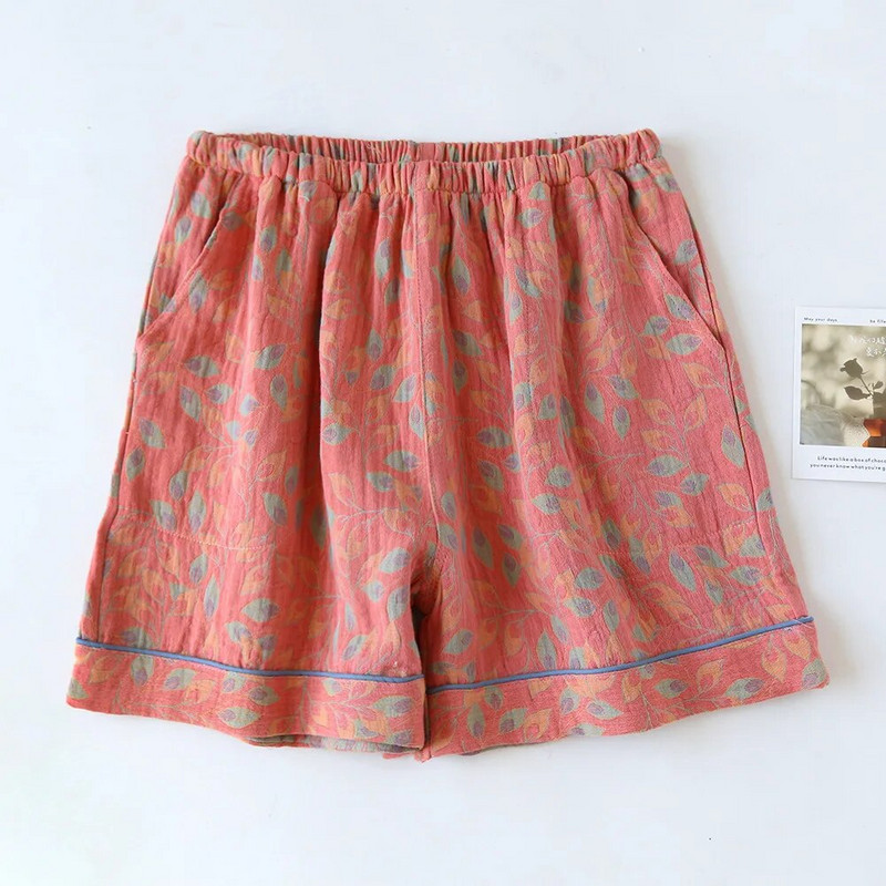 Vintage ženske ljetne kratke hlače od žakard boje obojene pređe Ženske kućne hlače od pamučne gaze Tanke donje hlače za spavanje s elastičnim pojasom Kratke hlače za spavanje