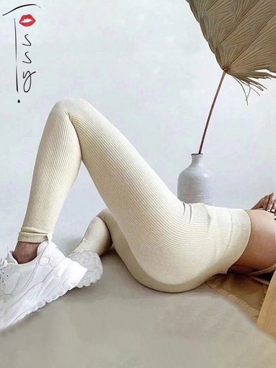 Tossy Ribbed Yoga Leggings Спортни чорапогащи Дамски безшевни плетени йога панталони Бели Femme Gym Leggings Skinny Workout Fitness Push Up
