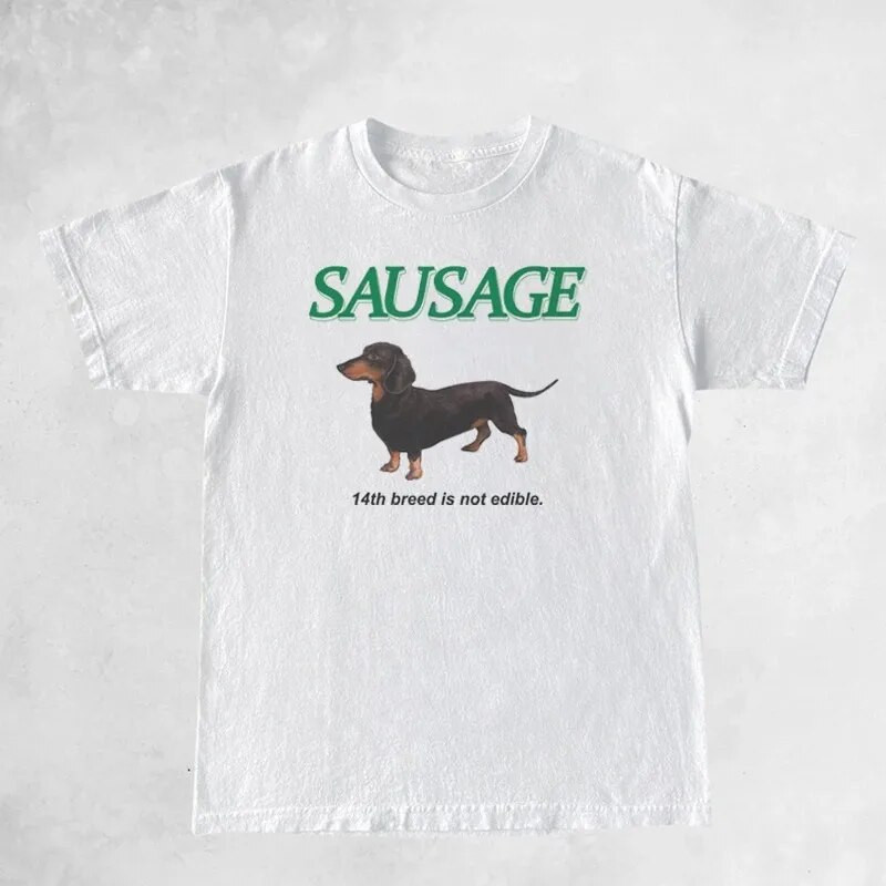 Μπλουζάκι Kawaii Sausage Dog Print Μπλουζάκι Γυναικείο Plus μέγεθος Κορεατικής μόδας Streetwear Κορυφαίο χαριτωμένο αστείο μπλουζάκι Y2kT-shirt Ρούχα
