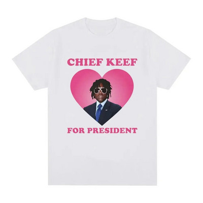 Плюс размер памук Rapper Chief Keef for President тениска Женска мъжка модна тениска с къс ръкав Vintage Oversize тениска Горна тениска
